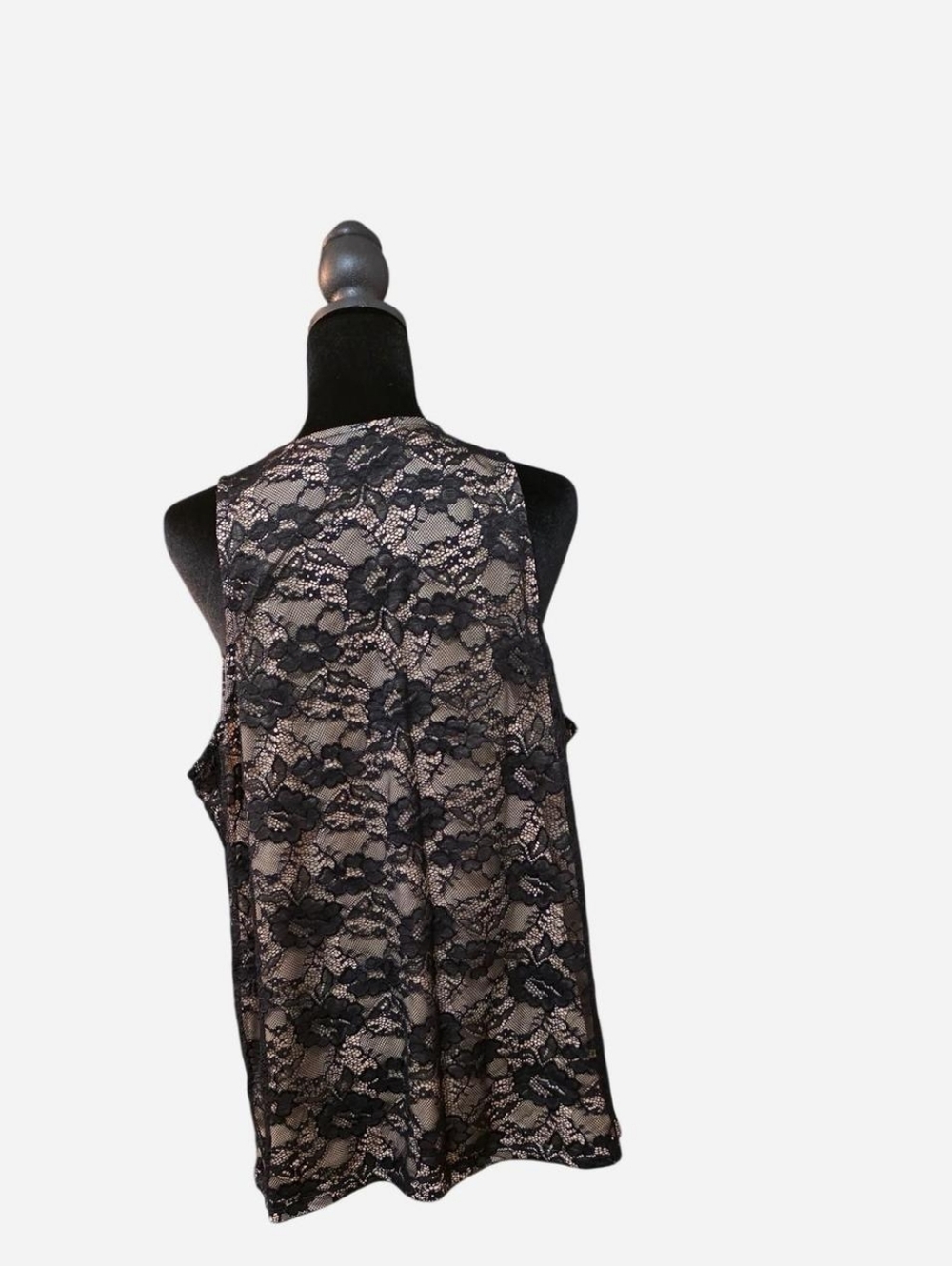 Torrid Black Lace Top with Tan Underlay - Picture 4 of 5